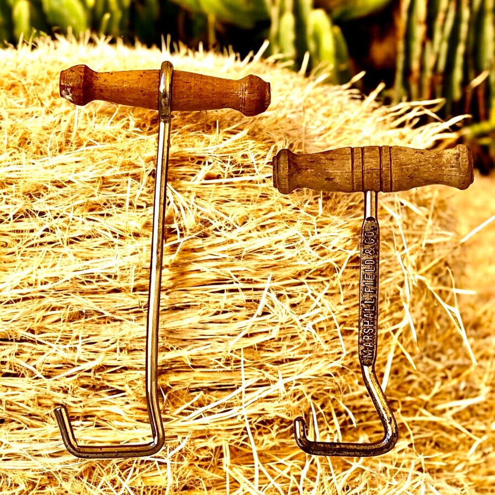 Vintage Western or English Boot Pulls HOOKS Wood Handle Puller Equestrian